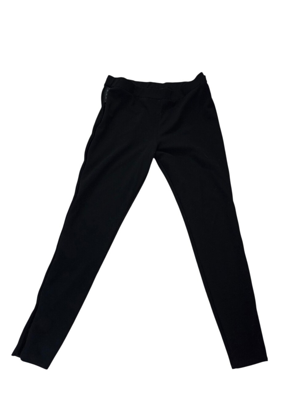 Worthington black leggings with faux leather side panels, L. EUC.